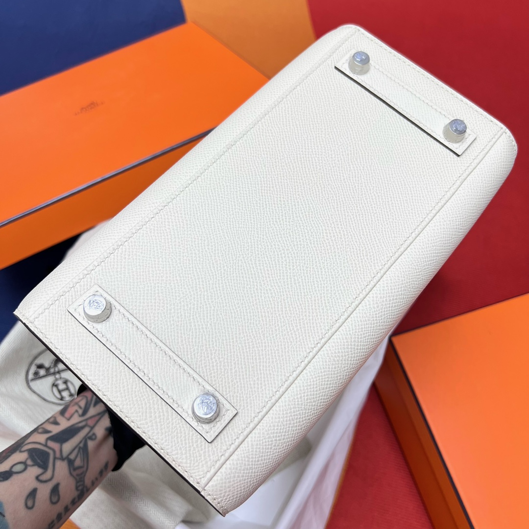 에르메스 버킨백25 화이트 포그블루 은장 앱송